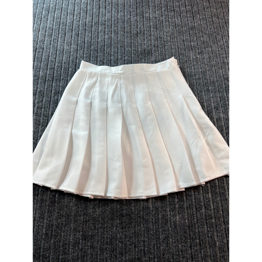 REWIND Pleated Mini Skirt Women XS White Tennis Core Schoolgirl Blokecore